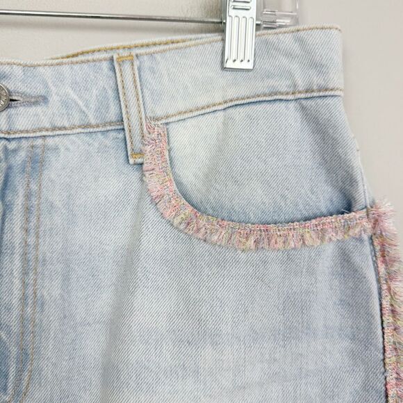 7 FOR ALL MANKIND | Rainbow Fringe Light Wash Denim Skirt Women’s Size 29 (8) - Picture 6 of 13
